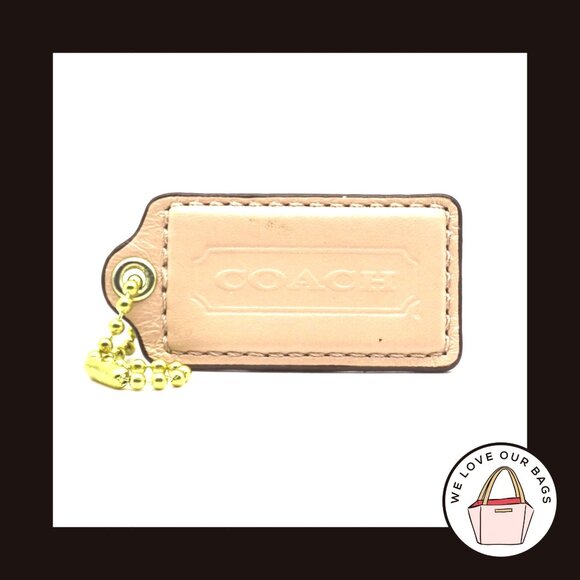 2.5" Large COACH Pale Pink Leather Brass Key Fob Bag Charm Keychain Hang Tag - Picture 1 of 1